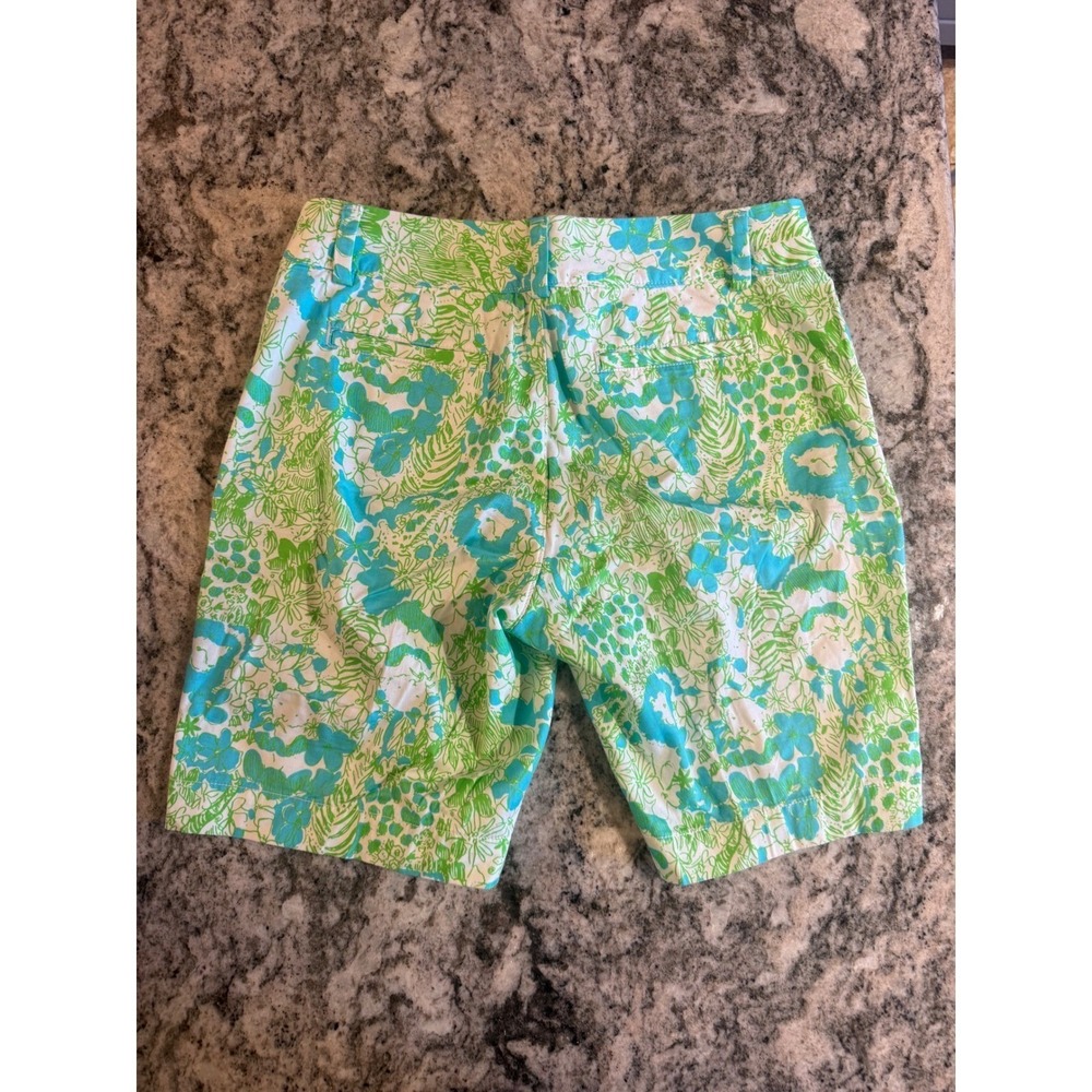 Lilly Pulitzer The Chipper Short Women 8 Blue Green Floral Tropical Chino Shorts - Picture 5 of 6